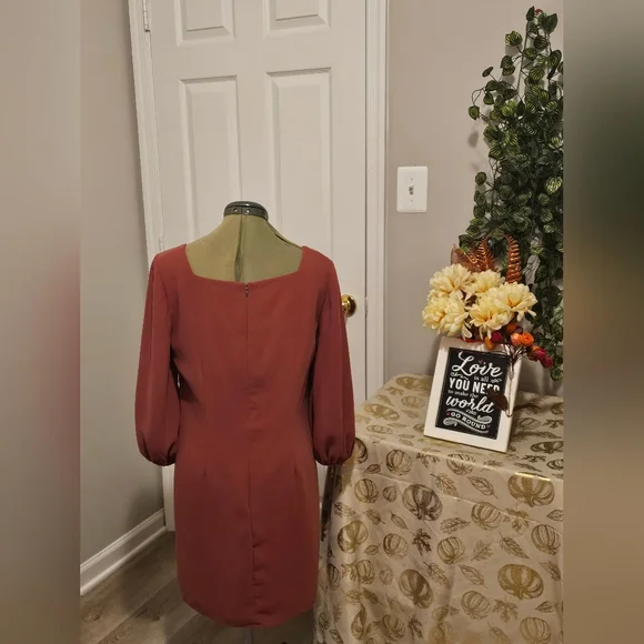 AMANDA UPRICHARD, Burn Orange Mini Dress 3/4 Sleeves Sz M - Picture 2 of 7